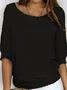 Women's Knitted Boat Neck 3/4 Sleeve Sweater