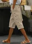 Women's Elastic Waist H-Line Straight Pants Daily Going Out Pants Casual Buckle Cotton Plain Summer Pants