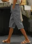 Women's Elastic Waist H-Line Straight Pants Daily Going Out Pants Casual Buckle Cotton Plain Summer Pants
