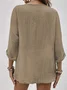 Women Plain Long Sleeve Shirt Spring/Fall V Neck Daily Casual Top