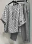 Women Polka Dots Two-Piece Set Daily Half Sleeve Casual Summer Top With Pants Matching Set