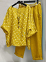 Women Polka Dots Two-Piece Set Daily Half Sleeve Casual Summer Top With Pants Matching Set