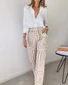 Women's Abstract Daily Going Out Two Piece Set Long Sleeve Casual Spring/Fall Top With Pants Matching Set