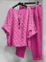 Women Polka Dots Two-Piece Set Daily Half Sleeve Casual Summer Top With Pants Matching Set