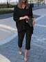 Women's Plain Two-Piece Set Daily Long Sleeve Casual Spring/Fall Top With Pants Matching Set