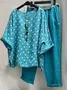 Women Polka Dots Two-Piece Set Daily Half Sleeve Casual Summer Top With Pants Matching Set