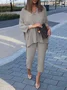 Women's Plain Two-Piece Set Daily Long Sleeve Casual Spring/Fall Top With Pants Matching Set
