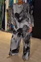 Women's Floral Daily Going Out Two Piece Set Long Sleeve Casual Spring/Fall Top With Pants Matching Set