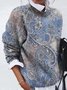 Women's Spring/Fall Ethnic Casual Long Sleeve Crew Neck Yarn/Wool Yarn Blouse