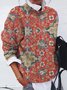 Women's Spring/Fall Ethnic Casual Long Sleeve Crew Neck Yarn/Wool Yarn Blouse