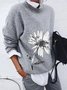 Women's Spring/Fall Ethnic Casual Long Sleeve Crew Neck Yarn/Wool Yarn Blouse