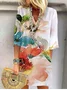 Women's Three Quarter Sleeve Spring/Fall Floral Dress V Neck Daily Going Out Casual Midi H-Line