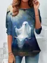 Women's Long Sleeve Tee T-shirt Spring/Fall Halloween Printing Jersey Crew Neck Daily Going Out Vintage Top