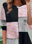 Women Geometric Long Sleeve Tee T-shirt Crew Neck Casual Spring/Fall Top