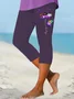 Women's Floral Elastic Waist Casual Summer Capris Leggings