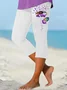 Women's Floral Elastic Waist Casual Summer Capris Leggings