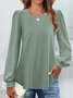 Women's Long Sleeve Tee T-shirt Spring/Fall Plain Lace Lace Crew Neck Daily Going Out Casual Top