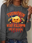 Women's Long Sleeve Tee T-shirt Spring/Fall Halloween Cotton Crew Neck Daily Going Out Casual Top