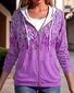 Women Spring/Fall Outerwear Casual Zipper Leaf Long Sleeve Jacket