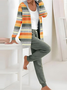Women's Striped Daily Going Out Two Piece Set Long Sleeve Casual Spring/Fall Coat With Pants Matching Set