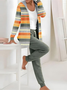 Women's Striped Daily Going Out Two Piece Set Long Sleeve Casual Spring/Fall Coat With Pants Matching Set