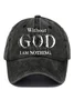 Unisex Distressed Washed Cotton Retro Faith Print Hat