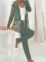Women's Floral Two-Piece Set Daily Long Sleeve Casual Spring/Fall Top With Pants Matching Set