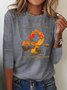 Women's Long Sleeve Tee T-shirt Spring/Fall Halloween Cotton Crew Neck Daily Going Out Casual Top
