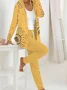 Women's Floral Two-Piece Set Daily Long Sleeve Casual Spring/Fall Coat With Pants Matching Set