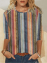 Women's Abstract Stripes Long Sleeve Tee T-shirt Crew Neck Casual Spring/Fall Top