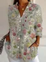 Women's Long Sleeve Shirt Spring/Fall Floral Shirt Collar Daily Going Out Casual Top