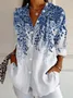 Women's Long Sleeve Shirt Spring/Fall Floral Shirt Collar Daily Going Out Casual Top