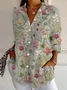 Women's Long Sleeve Shirt Spring/Fall Floral Shirt Collar Daily Going Out Casual Top