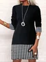 Women's Long Sleeve Spring/Fall Houndstooth Dress Daily Going Out Casual Mini H-Line