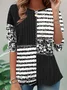 Women's Long Sleeve Tee T-shirt Spring/Fall Striped Jersey Crew Neck Daily Going Out Casual Top