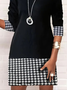 Women's Long Sleeve Spring/Fall Houndstooth Dress Daily Going Out Casual Mini H-Line