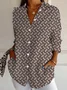Women's Long Sleeve Shirt Spring/Fall Floral Shirt Collar Daily Going Out Casual Top
