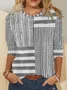 Women Striped Long Sleeve Blouse Spring/Fall Crew Neck Daily Casual Top