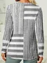 Women Striped Long Sleeve Blouse Spring/Fall Crew Neck Daily Casual Top