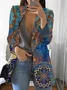 Women's Abstract Spring/Fall Outerwear Casual Long Sleeve Lapel Collar Regular Blazer