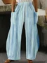 Women's Trousers Elastic Waist Straight Pants Daily Going Out Casual Pocket Stitching Striped Spring/Fall Pants