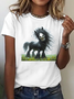 Women's Animal Short Sleeve Tee T-shirt Crew Neck Casual Summer Top