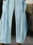 Women's Trousers Elastic Waist Straight Pants Daily Going Out Casual Pocket Stitching Striped Spring/Fall Pants