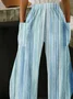 Women's Trousers Elastic Waist Straight Pants Daily Going Out Casual Pocket Stitching Striped Spring/Fall Pants