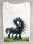 Women's Animal Short Sleeve Tee T-shirt Crew Neck Casual Summer Top
