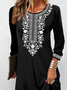 Women's Long Sleeve Spring/Fall Ethnic Jersey Dress Crew Neck Daily Going Out Casual Mini H-Line T-Shirt Dress