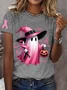Women Halloween Short Sleeve Tee T-shirt Crew Neck Casual Summer Top