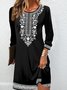 Women's Long Sleeve Spring/Fall Ethnic Jersey Dress Crew Neck Daily Going Out Casual Mini H-Line T-Shirt Dress