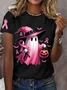 Women Halloween Short Sleeve Tee T-shirt Crew Neck Casual Summer Top