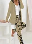 Women's Floral Two-Piece Set Daily Long Sleeve Casual Spring/Fall Top With Pants Matching Set